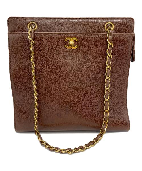 CHANEL（シャネル）CHANEL (シャネル) キャビアスキン チェーンショルダーバッグ ブラウンの古着・服飾アイテム