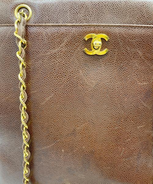CHANEL（シャネル）CHANEL (シャネル) キャビアスキン チェーンショルダーバッグ ブラウンの古着・服飾アイテム