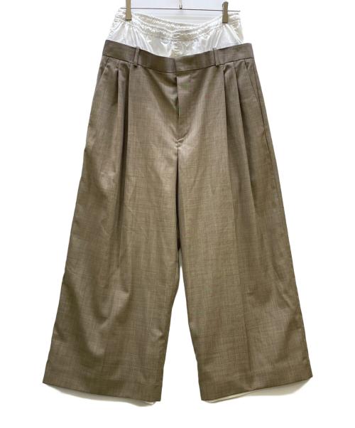 Hed Mayner（ヘド メイナー）Hed Mayner (ヘド メイナー) DOUBLE WAIST SLACKS PANTS ベージュ×ホワイト サイズ:Mの古着・服飾アイテム