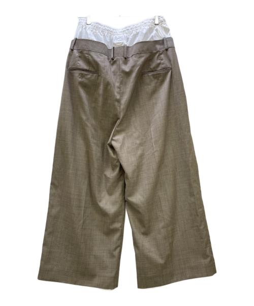 Hed Mayner（ヘド メイナー）Hed Mayner (ヘド メイナー) DOUBLE WAIST SLACKS PANTS ベージュ×ホワイト サイズ:Mの古着・服飾アイテム