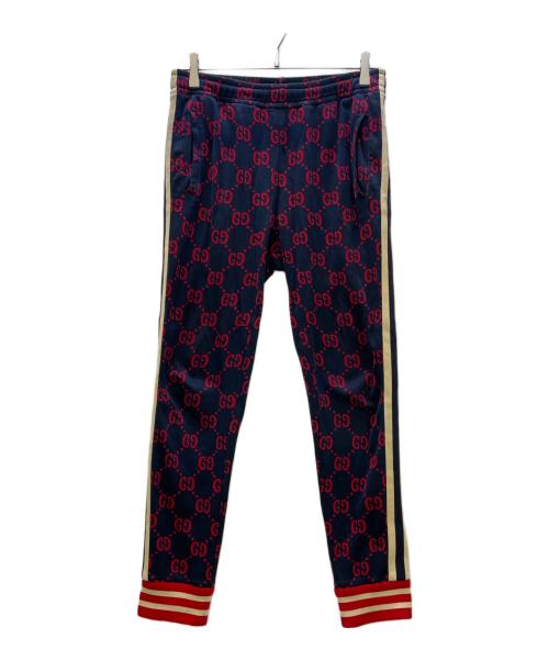 GUCCI（グッチ）GUCCI (グッチ) GGジャカード ジョギングパンツ ネイビー×レッド サイズ:Sの古着・服飾アイテム