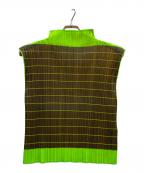 PLEATS PLEASEプリーツプリーズ）の古着「Pleated cut-and-sew」｜ブラウン×グリーン×イエロー