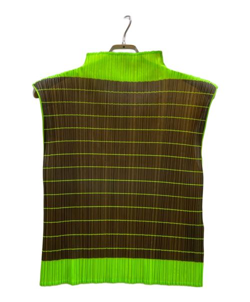PLEATS PLEASE（プリーツプリーズ）PLEATS PLEASE (プリーツプリーズ) Pleated cut-and-sew ブラウン×グリーン×イエロー サイズ:不明の古着・服飾アイテム