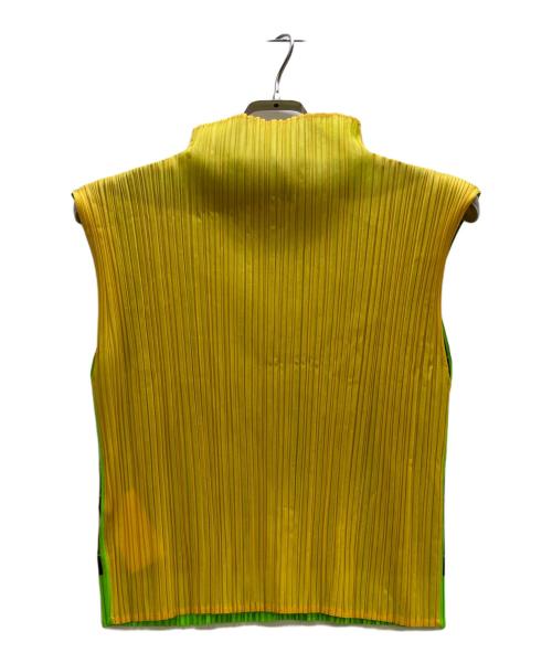 PLEATS PLEASE（プリーツプリーズ）PLEATS PLEASE (プリーツプリーズ) Pleated cut-and-sew ブラウン×グリーン×イエロー サイズ:不明の古着・服飾アイテム