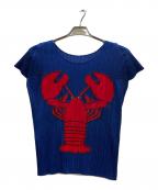 PLEATS PLEASEプリーツプリーズ）の古着「オマール海老 プリーツカットソー」｜ブルー×レッド