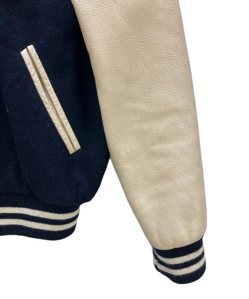 KENT（ケント）KENT (ケント) Van Jacket Inc. 袖革スタジャン ネイビー×ベージュ サイズ:Lの古着・服飾アイテム