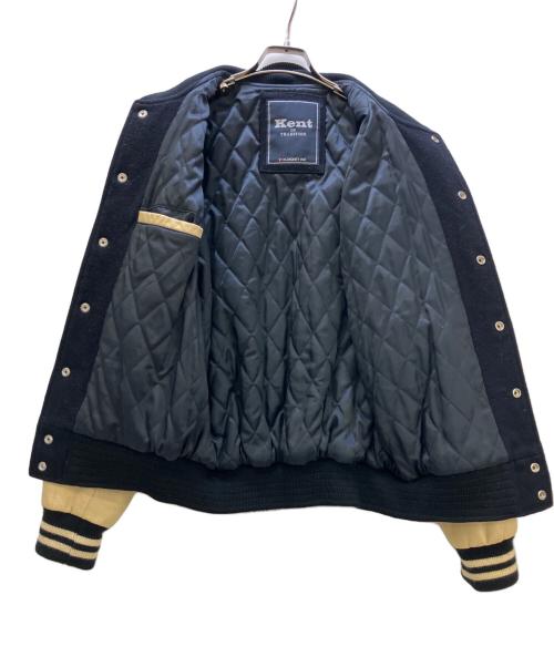 KENT（ケント）KENT (ケント) Van Jacket Inc. 袖革スタジャン ネイビー×ベージュ サイズ:Lの古着・服飾アイテム