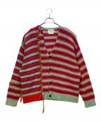 ROTOLロトル）の古着「モヘヤニットカーディガン FRANKEN CARDIGAN BORDER LEOPARD」｜マルチカラー