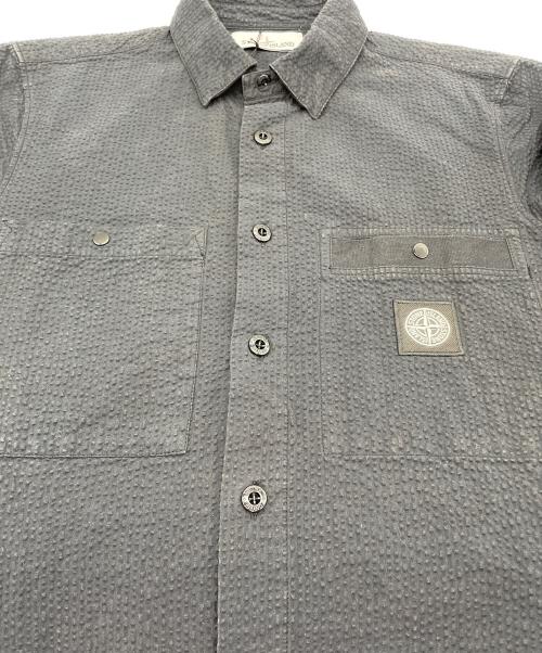 STONE ISLAND（ストーンアイランド）STONE ISLAND (ストーンアイランド) 半袖シアサッカーシャツ ブラック サイズ:Sの古着・服飾アイテム