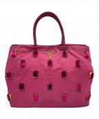 PRADAプラダ）の古着「ビジュー トートバッグ」｜ショッキングピンク