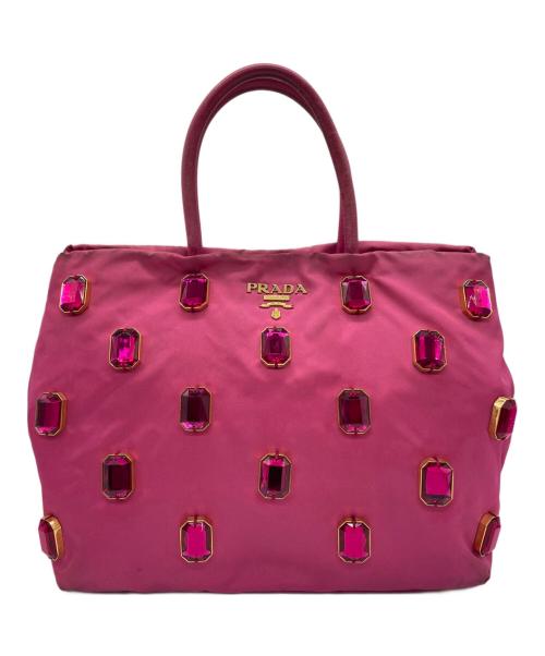 PRADA（プラダ）PRADA (プラダ) ビジュー トートバッグ ショッキングピンクの古着・服飾アイテム