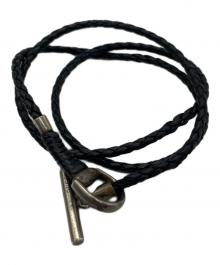 GUCCI（グッチ）の古着「レザー編み込みブレスレット」｜ブラック