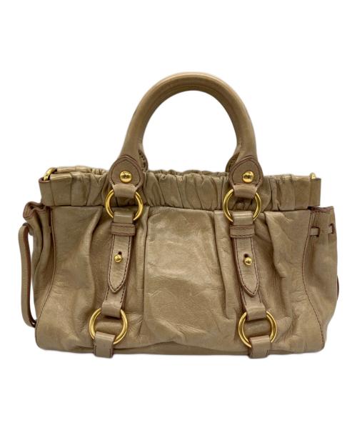 MIU MIU（ミュウミュウ）MIU MIU (ミュウミュウ) 2WAYショルダーバッグ 	vitello lux(ヴィッテロルクス ) ベージュの古着・服飾アイテム