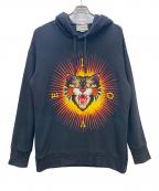 GUCCIグッチ）の古着「アングリーキャット スウェットプルオーバーパーカー」｜ブラック