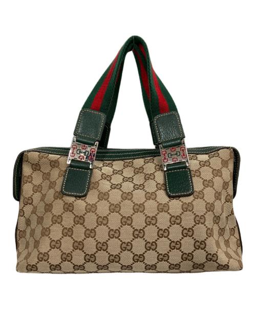 GUCCI（グッチ）GUCCI (グッチ) GGキャンパス シェリーライン ハンドバッグ ベージュの古着・服飾アイテム