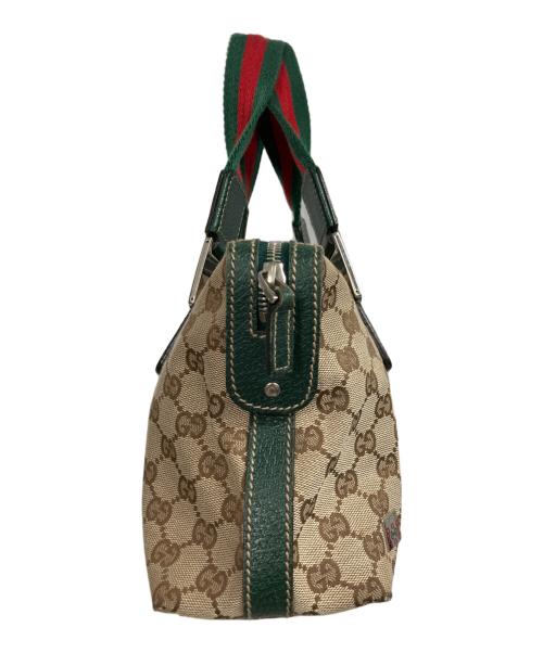 GUCCI（グッチ）GUCCI (グッチ) GGキャンパス シェリーライン ハンドバッグ ベージュの古着・服飾アイテム
