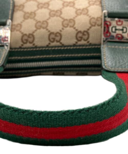 GUCCI（グッチ）GUCCI (グッチ) GGキャンパス シェリーライン ハンドバッグ ベージュの古着・服飾アイテム
