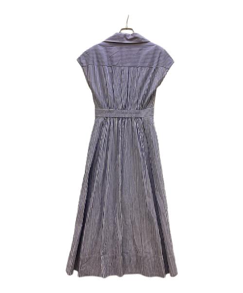 JENNE（ジェンヌ）JENNE (ジェンヌ) フレンチスリーブシャツワンピース ブルー×ホワイト サイズ:Mの古着・服飾アイテム