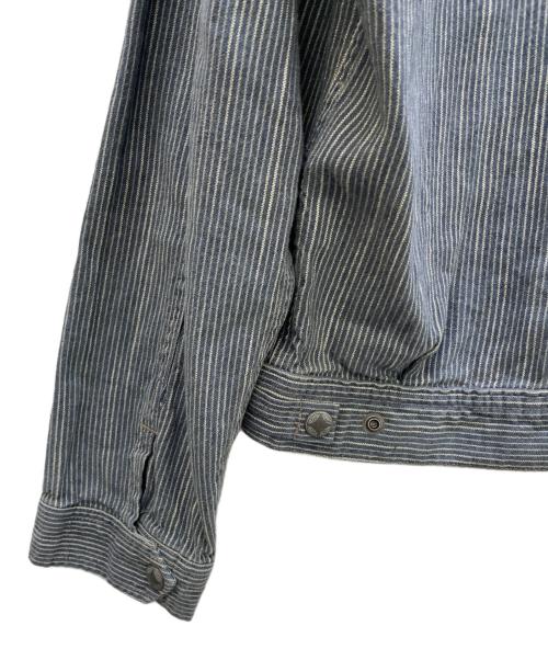 RRL（ダブルアールエル）RRL (ダブルアールエル) ストライプド コットンリネン ジャケット グレー サイズ:Mの古着・服飾アイテム