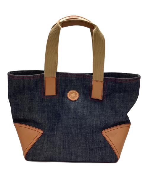 HUNTING WORLD（ハンティングワールド）HUNTING WORLD (ハンティングワールド) デニムトートバッグ インディゴ×ブラウンの古着・服飾アイテム
