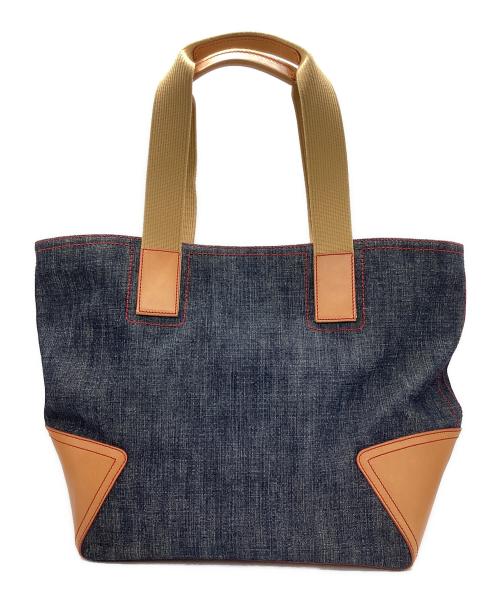 HUNTING WORLD（ハンティングワールド）HUNTING WORLD (ハンティングワールド) デニムトートバッグ インディゴ×ブラウンの古着・服飾アイテム