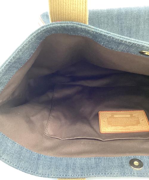 HUNTING WORLD（ハンティングワールド）HUNTING WORLD (ハンティングワールド) デニムトートバッグ インディゴ×ブラウンの古着・服飾アイテム