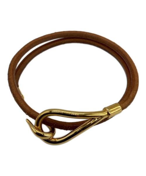 HERMES（エルメス）HERMES (エルメス) チョーカーブレスレット (レザー)ジャンボ ブラウン×ゴールド ブラウン×ゴールドの古着・服飾アイテム