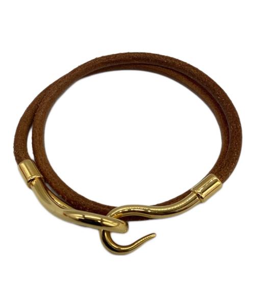HERMES（エルメス）HERMES (エルメス) チョーカーブレスレット (レザー)ジャンボ ブラウン×ゴールド ブラウン×ゴールドの古着・服飾アイテム