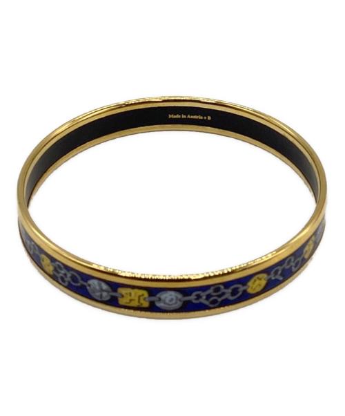 HERMES（エルメス）HERMES (エルメス) バングル エマイユPM 七宝焼 ネイビー×ゴールド ネイビー×ゴールドの古着・服飾アイテム