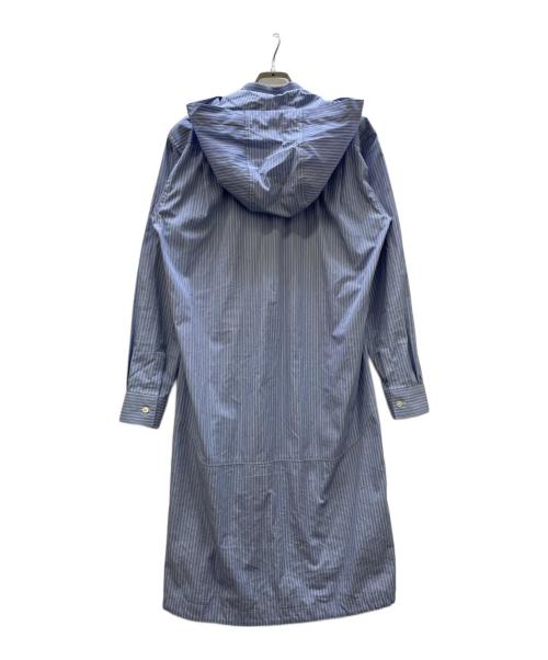 COMME des GARCONS（コムデギャルソン）COMME des GARCONS (コムデギャルソン) ストライプフーテッドシャツコート ブルー×ホワイト サイズ:XSの古着・服飾アイテム