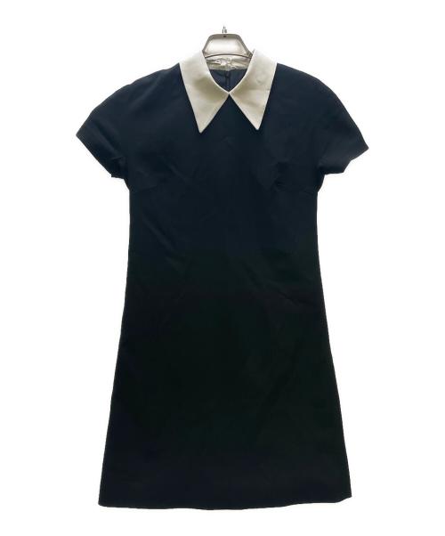 MIU MIU（ミュウミュウ）MIU MIU (ミュウミュウ) 半袖ワンピース ホワイト×ブラック サイズ:36の古着・服飾アイテム