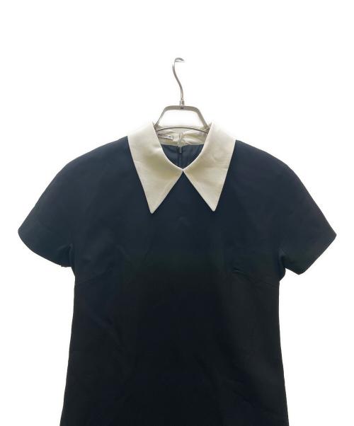 MIU MIU（ミュウミュウ）MIU MIU (ミュウミュウ) 半袖ワンピース ホワイト×ブラック サイズ:36の古着・服飾アイテム