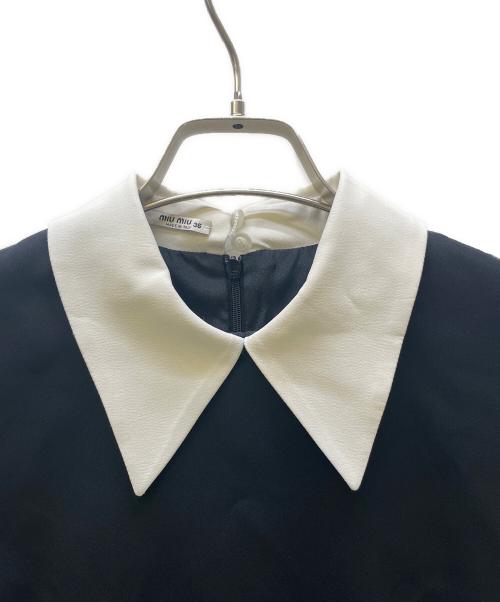 MIU MIU（ミュウミュウ）MIU MIU (ミュウミュウ) 半袖ワンピース ホワイト×ブラック サイズ:36の古着・服飾アイテム