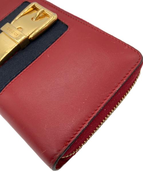 GUCCI（グッチ）GUCCI (グッチ) ラウンドファスナー財布 レッドの古着・服飾アイテム