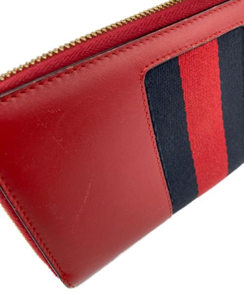 GUCCI（グッチ）GUCCI (グッチ) ラウンドファスナー財布 レッドの古着・服飾アイテム