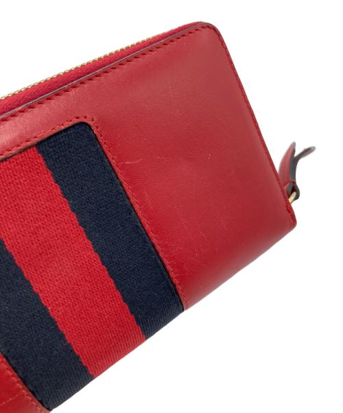 GUCCI（グッチ）GUCCI (グッチ) ラウンドファスナー財布 レッドの古着・服飾アイテム