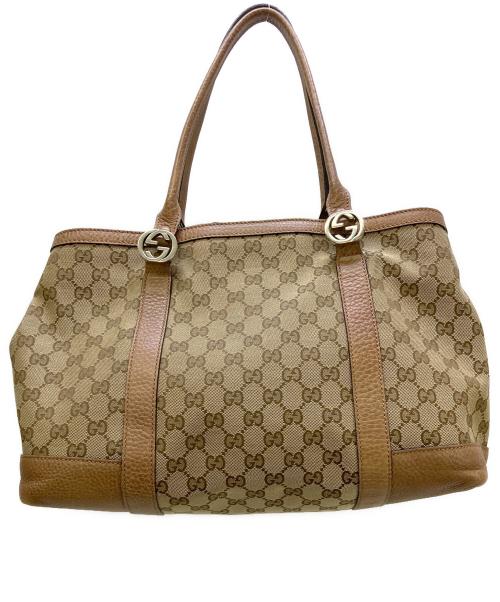 GUCCI（グッチ）GUCCI (グッチ) トートバッグ ミスGG 総柄 ベージュ×ブラウンの古着・服飾アイテム