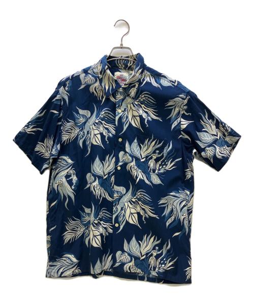 Duke Kahanamoku（デュークカハナモク）Duke Kahanamoku (デュークカハナモク) アロハシャツ INDIGO SACRED GARDEN ネイビー サイズ:Lの古着・服飾アイテム