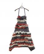 COMME des GARCONS GIRLコムデギャルソンガール）の古着「ギンガムチェックワンピースエプロン」｜ブルー×レッド×ホワイト