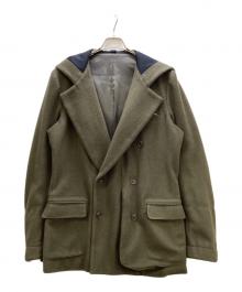 GROUND Y（グラウンドワイ）の古着「ウールフードダブルジャケット」｜カーキ