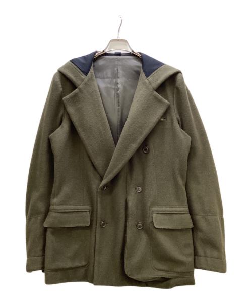 GROUND Y（グラウンドワイ）GROUND Y (グラウンドワイ) ウールフードダブルジャケット カーキ サイズ:3の古着・服飾アイテム