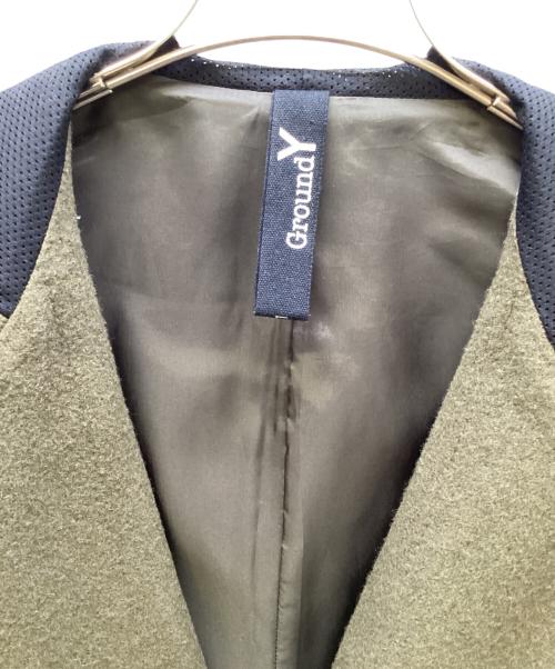 GROUND Y（グラウンドワイ）GROUND Y (グラウンドワイ) ウールフードダブルジャケット カーキ サイズ:3の古着・服飾アイテム