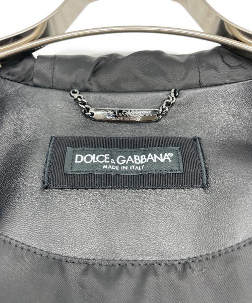 DOLCE & GABBANA（ドルチェ＆ガッバーナ）DOLCE & GABBANA (ドルチェ＆ガッバーナ) フーデッド ラムスキンレザー ジャケット ブラック サイズ:50の古着・服飾アイテム
