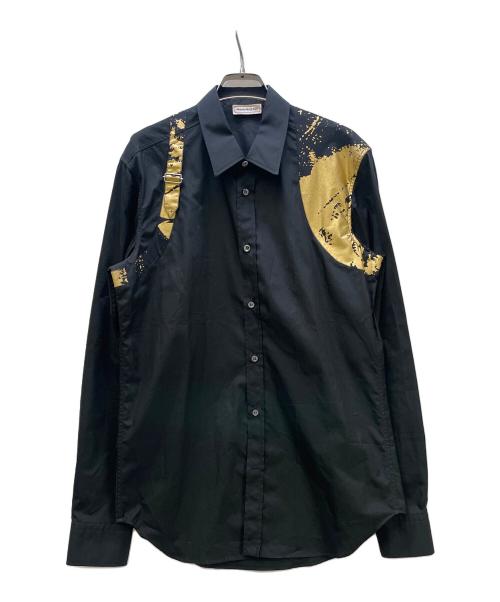 ALEXANDER McQUEEN（アレキサンダーマックイーン）ALEXANDER McQUEEN (アレキサンダーマックイーン) 長袖シャツ ブラック×ゴールド サイズ:15＋＋の古着・服飾アイテム