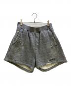 DSQUARED2ディースクエアード）の古着「ダメージ加工スウェットショートパンツ 2022年モデル ロゴプリント」｜グレー