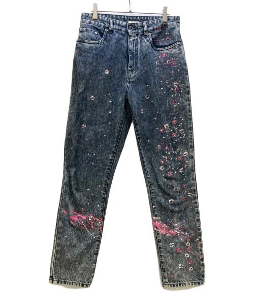 MIU MIU（ミュウミュウ）MIU MIU (ミュウミュウ) デニムパンツ フラワーペイント ネイビー サイズ:W28の古着・服飾アイテム