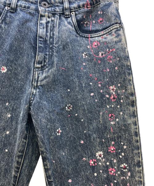 MIU MIU（ミュウミュウ）MIU MIU (ミュウミュウ) デニムパンツ フラワーペイント ネイビー サイズ:W28の古着・服飾アイテム