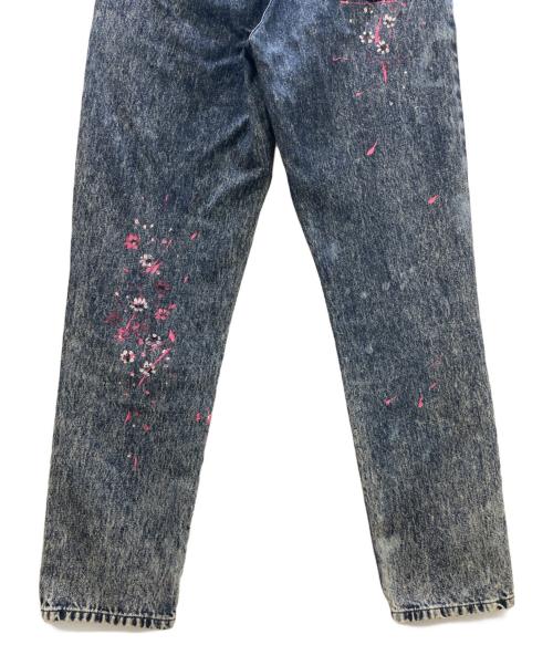 MIU MIU（ミュウミュウ）MIU MIU (ミュウミュウ) デニムパンツ フラワーペイント ネイビー サイズ:W28の古着・服飾アイテム
