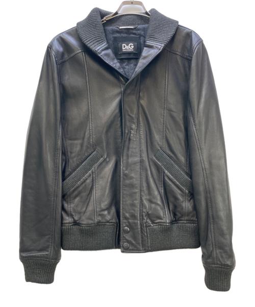 DOLCE & GABBANA（ドルチェ＆ガッバーナ）DOLCE & GABBANA (ドルチェ＆ガッバーナ) レザージャケット ブラック サイズ:50の古着・服飾アイテム