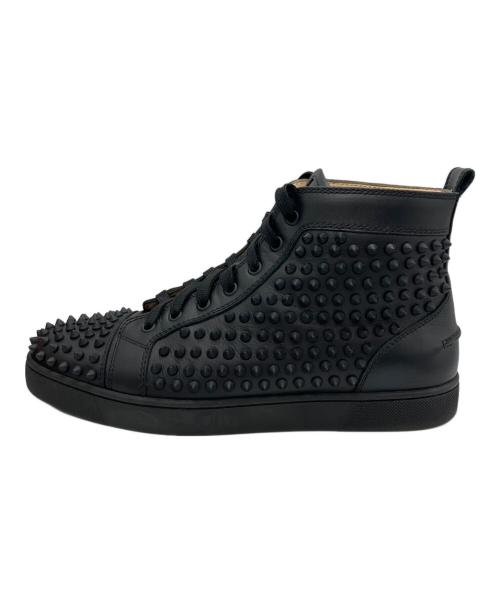 Christian Louboutin（クリスチャン・ルブタン）Christian Louboutin (クリスチャン・ルブタン) ハイカットスニーカー METAL PATENT/SPIKES ブラック×レッド サイズ:42.5の古着・服飾アイテム